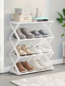 1 Stück 4-stufiges X-förmiges staubdichtes Schuhgestell, platzsparend, Schuhschrank aus Stahlrohr, einfache Montage ohne Werkzeug für Zuhause, Studentenwohnheim, Veranda, Büro, staubdichtes Design für Eingangsbereich, Flur, Schlafzimmer, Muss-haben - Verschiedenfarbig - Übersicht 7