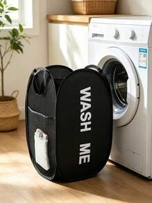 1 PC Multi-Color Foldable Pop-Up Mesh Breathable And Ventilated Portable Lightweight Anti-Rust With 2 Handles Space-Saving Quick-Opening Black Laundry Basket For Dirty Clothes Storage Box Suitable For Bathroom Laundry Room Bedroom Dormitory Travel Camping Home Organization All Seasons Foldable Laundry Basket - Multicolor white net - View 8