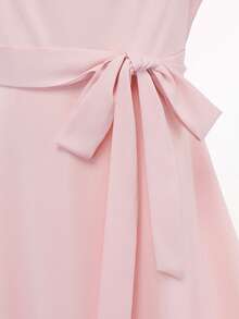 Franclia Đầm midi cổ quấn thanh lịch dành cho nữ, đầm thắt eo kiểu Pháp, đầm nơ thời trang, đầm hồng công sở, đầm hẹn hò, đầm du lịch lãng mạn. - Bụi hồng - Xem 6