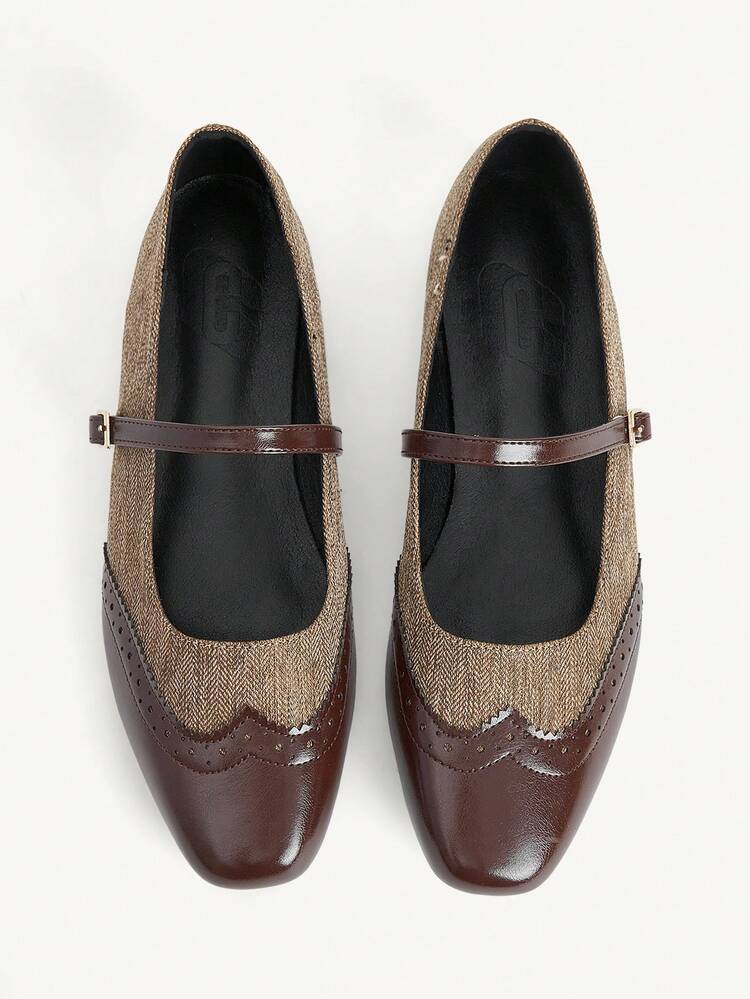 CUCCOO CHICEST Women Shoes New Khaki Compilation Mary Jane Flats Square Toe Buckle Vintage Commuter Shoes