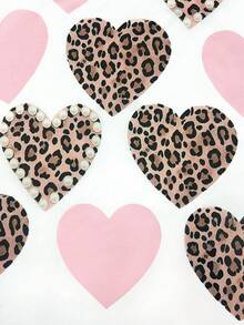 Franclia Women's Long Sleeve Leopard Print Heart Studded T-Shirt - Multicolor - View 4