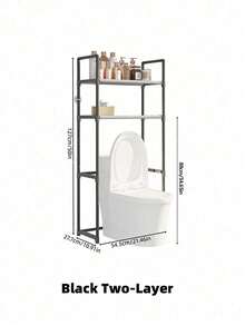 1PC 2 3 Tier Floor Toilet Storage Rack Multi Layer Sturdy Rustproof Metal Frame Multifunctional Bathroom Organizer With Towel Bar Space Saving Adjustable Shelves Black White For Bathroom Laundry Room Daily Necessities Holder - Multicolor - View 6