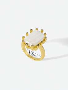 Opalesca 女士珍珠戒指，高级/优雅/高贵/日常佩戴/简约，珍珠/水晶，适合夏季/海滩/舞会/派对/假日/度假，订婚/结婚/承诺，新娘，心形/花卉，仙女风/美人鱼风，18K镀金 - 彩色 - 查看 7