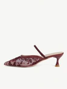 CUCCOO CHICEST Giày nữ cao gót màu đỏ tía mới, kiểu dáng mũi nhọn, gót mảnh, thích hợp mang đi làm. - Màu Đỏ Sâu - Xem 5