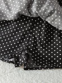 SHEIN Baby Girl Bow Print Camisole Top And Polka Dot Skirt 2-Piece Set - Black and White - View 6
