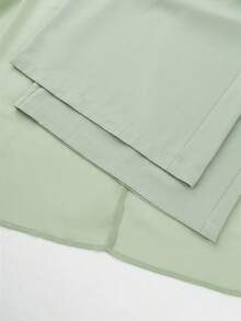 Franclia Plus Size Women's Sage Green Summer Elegant Wedding Guest Jumpsuit,V-Neck Sleeveless Ruched Chiffon Waist Flowy Hem French Sicily Vacation - Green - View 4