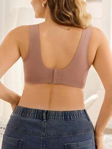 Moonlight&Mama Plus Size Seamless Maternity & Nursing Bra With Wavy Trim - Mocha Brown - View 3