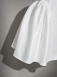 SHEIN ICON 大码女士缎面蝴蝶结系带露背连衣裙 - 白色 - 查看 6