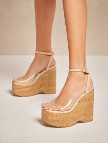 Solezae Sandal đế xuồng quai ngang mắt cá chân trong suốt tối giản dành cho nữ - Trong sáng - Xem 2