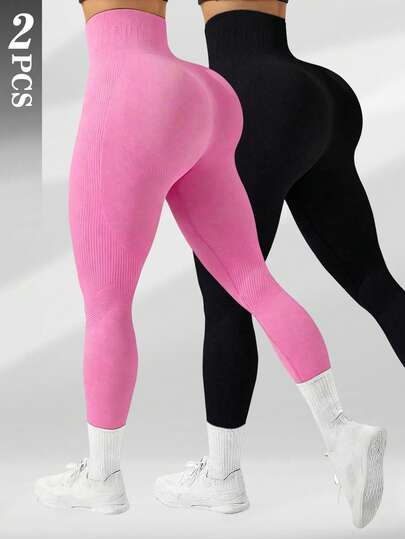 Seamluxe SHEIN Sport Women's Solid Color High Waist Elastic Leggings