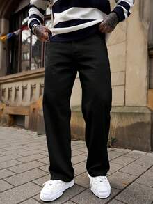 Artur Kramer 1件 Infinite Jeans 男士休闲直筒牛仔裤，高品质品牌，舒适休闲，适合外出穿着（不含腰带和配饰） - 黑色 - 查看 5