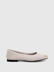 CUCCOO BIZCHIC Women Shoes Spring And Autumn Splicing Square Toe Flat Bottom, Simple Suede Shoes Commuting Shopping - Apricot - View 3
