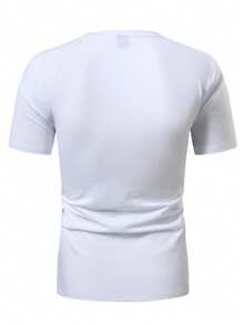 Genlund 男士休闲INS撞色字母印花装饰圆领短袖T恤，男友/老公礼物，周年纪念礼物 - 彩色 - 查看 2