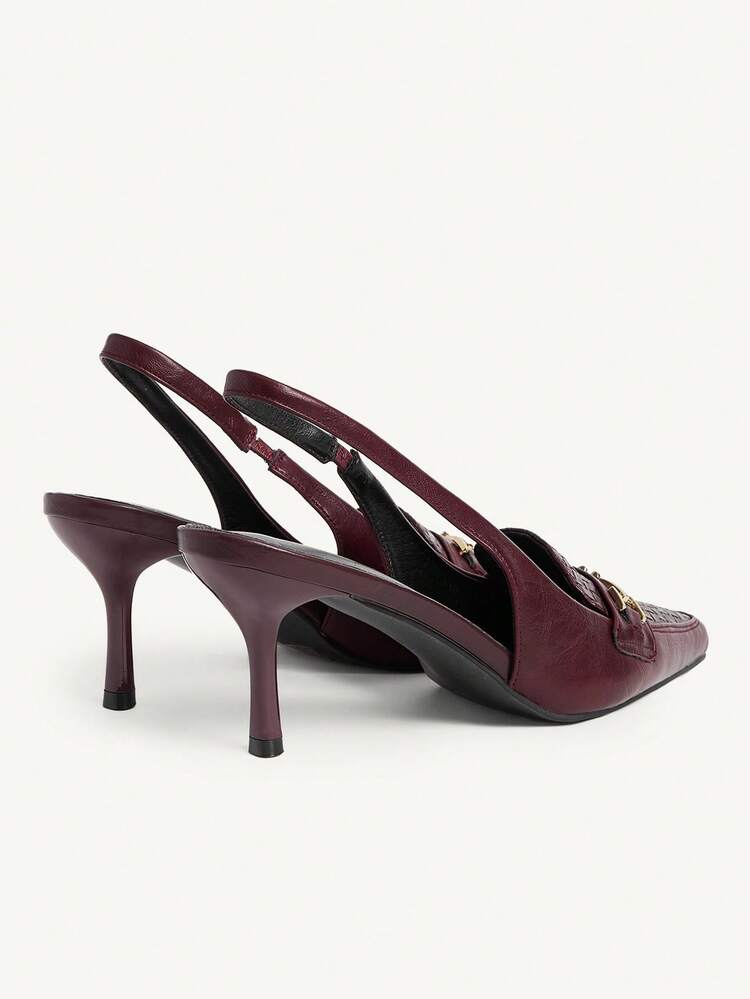 CUCCOO CHICEST Burgundy Woven Metal Buckle Pointed High Heels, Light Luxury Retro Elegant Style, Suitable For Women Who Pursue A Sense Of Temperament, Can Be Controlled In Daily Commuting, Business Negotiations Or Light Luxury Dinners And Other Occasions