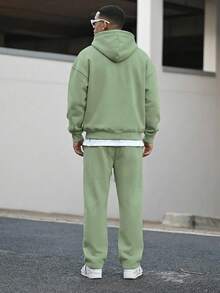 Devon Thys 2pcs Men's Casual Sports Hooded Tracksuit Set, Autumn/Winter - Green - View 5