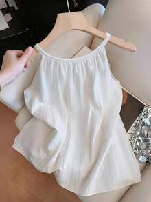 GlowEve Áo kiểu nữ cổ yếm không tay đính hạt - trắng - Xem 2