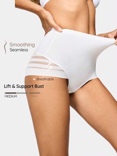 SHAPORA Women's Comfortable Breathable Seamless Mesh Patchwork Shapewear Bottom