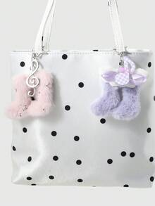 ROMWE Kawaii Bộ 2 móc khóa hình hoạt hình dễ thương, tinh tế, mềm mại, đáng yêu, cao cấp, thuộc series lễ hội âm nhạc, màu tím + hồng, in hình ngôi sao hai mặt, nơ vải, cánh thiên thần bông xốp, biểu tượng âm thanh, acrylic hai màu kẻ caro, kim tuyến lấp lánh, thích hợp làm móc khóa túi xách, bộ kết hợp, phù hợp cho phụ nữ, bé gái, chị em gái, bạn gái, dùng hàng ngày, quà tặng ngày lễ. - Nhiều màu - 7 - Xem 6