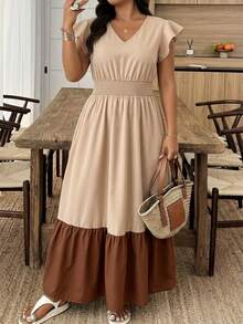 SHEIN Clasi 大码女式V领碎花连衣裙 - 彩色 - 查看 2