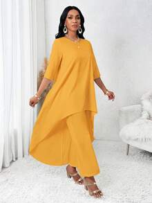 SHEIN Lady Trang phục nữ mùa thu bốn mùa, quần áo mùa thu, bộ hai mảnh dài tay màu trắng không đối xứng, bộ đồ mùa thu cho nữ, bộ vest nữ, bộ trang phục nữ, bộ hai mảnh cho nữ, bộ đồ hai mảnh mùa thu, bộ đồ dự tiệc mùa thu cho nữ, bộ đồ mùa thu màu trắng cho nữ, bộ quần áo nữ, bộ trang phục, bộ hai mảnh, váy dự tiệc cưới, bộ hai mảnh cho nữ. - Màu Mù tạt vàng - Xem 3