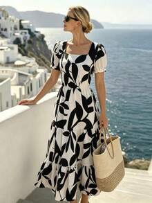 Breezaya 全身印花荷叶边长裙女装 - 彩色 - 查看 3