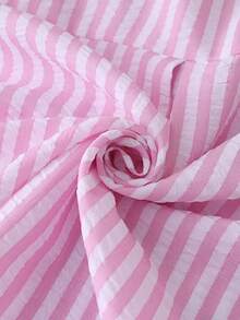 Resyla New Arrival Loose Fit Blue Striped Hooded Plus Size Sun Protection Shirt Fall - Pink - View 3