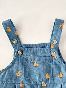 新生女宝宝可爱百搭粉色爱心连体衣，夏季 - 藍色 - 查看 6