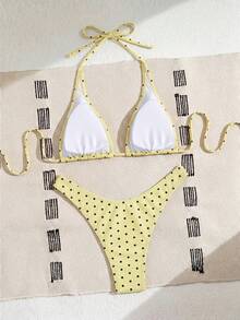 Swim Basics Women's Two Pieces Polka Dot Print Bikini Set, Casual Vacation Style - Multicolor - View 7