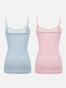 Swim Mod Women's Starfish Applique Fitted Camisole Dress Swimsuit Cover Up Beach Vacation 2 Pieces Set Hot Pink Aqua Blue Summer Tropical - Multicolor - View 2