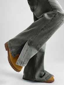 PAVTROS Quần jean denim nam dáng rộng, thời trang retro, có túi, đa năng cho mùa hè. - xanh quân đội - Xem 6