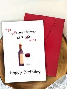 1PC Funny Wine Theme Birthday Card Wine Makes Life Better Greeting Card Premium Cardstock Red Purple Wine Glass Design For Family Friends Lover Husband Wife Coworker Birthday Celebration Wine Lover Gift Home Office Decor - multicolor - View 11