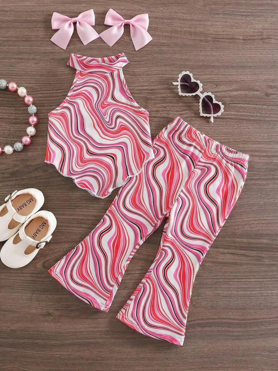 Emery Rose Kids Emery Rose Kids 女婴针织无袖背心和喇叭裤两件套 - 彩色 - 查看 1