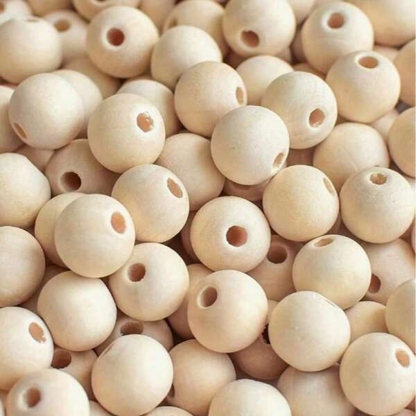 10pcs/50pcs/200pcs Natural Unprocessed Wooden Beads, Round Loose Beads, Wooden Spacer Beads For Crafts, Decoration And DIY (8mm, 20mm, 25mm, 30mm)
