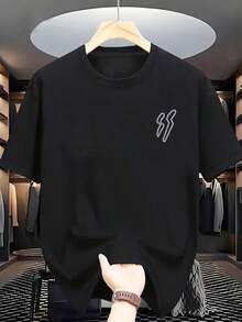Manfinity Dauomo Camiseta de manga corta con cuello redondo y estampado de letras, de uso casual y versátil para hombres - Gris - Ver 2