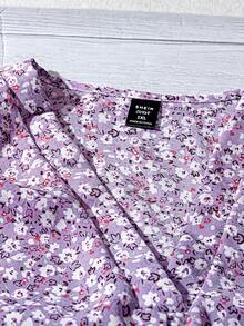 SHEIN Clasi Plus Size Casual Ditsy Floral Shirt - Mauve Purple - View 5