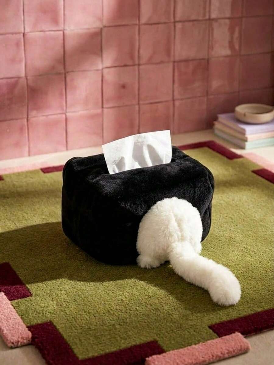 Joivida 1Pc/2Pcs Cute Naughty Cat Tissue Box, Creative Plush Tissue Holder, Unique Doll Box For Decor & Storage - Multicolor - View 1