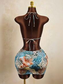 Zestiva Bộ đồ bơi và váy bơi 2 món dành cho nữ, họa tiết da báo, gợi cảm, thích hợp cho kỳ nghỉ hè ở bãi biển. - Nhiều màu - Xem 2