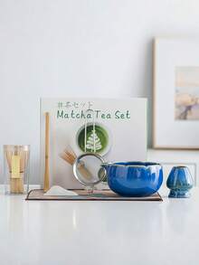 4件/7件套日本彩虹粉绿茶碗，用于制作宋代绿茶，茶道工具陶瓷茶碗茶杯搅拌器绿茶刷茶筅套装。 - 彩色 - 查看 2