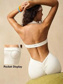 VARSIVA Mono ajustado de cuello halter sin espalda de unicolor - Blanco - Ver 10