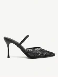 CUCCOO CHICEST Nuevos zapatos de tacón alto sexy y elegante de malla negra con punta para mujer - Negro - Ver 9