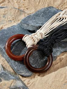 Opalesca Thời trang xuân hè nhiều màu Bohemian phong cách retro dây sáp thủ công thắt lưng rỗng bện tròn bằng gỗ kèm thắt lưng váy mùa hè, mùa thu, mùa đông, Halloween - nhiều màu - Xem 5