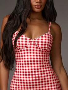 Athîral Women's Plaid Minimalist Casual Jumpsuit - Pink - View 5