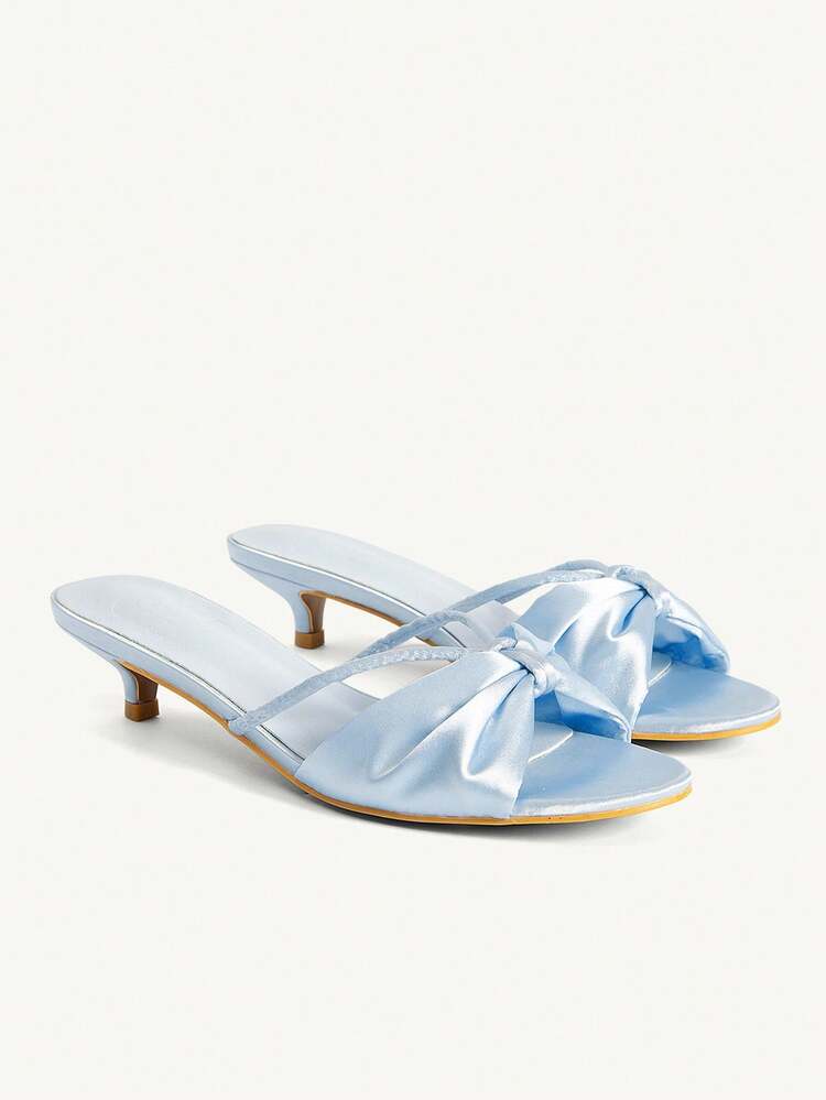 CUCCOO CHICEST Light Blue Satin Women's Summer Daily Travel Casual Versatile Comfortable High-Heeled Sandals