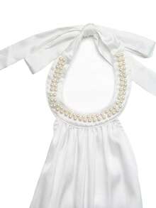 GlowEve Đầm satin trơn cổ yếm hở lưng - trắng - Xem 3