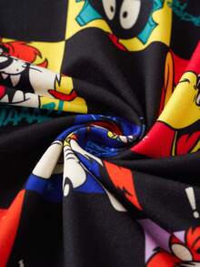LOONEY TUNES X SHEIN Bộ đồ ngủ mềm mại dành cho nam - màu đen - Xem 5
