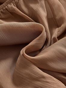 ROMWE Hippie 女士性感蕾丝领荷叶边抹胸单肩薄纱雪纺露脐上衣，适合音乐节、俱乐部、派对、演唱会和日常外出穿着。 - 咖啡棕 - 查看 4