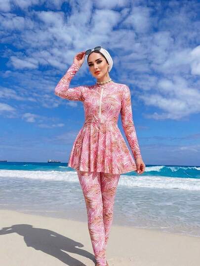 Swim Shayni 2026SS Burkini elegante y cómodo de color rosa para vacaciones y playa casual para mujeres