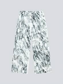 Modcrash 男士数码印花时尚百搭直筒阔腿工装裤，做旧裤，运动裤，伞兵裤，摩托车休闲裤，丝滑个性化迷彩工装裤，秋冬春夏皆宜 - 黑與白 - 查看 1