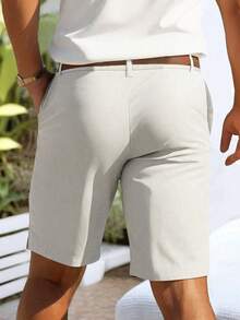 Manfinity Homme Men's Solid Color Casual Shorts With Pockets - Light Grey - View 2