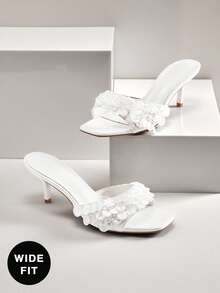 SHUZIA Sandal đế bệt gót nhọn Waverly Shell dành cho nữ, dáng rộng. - trắng - Xem 1